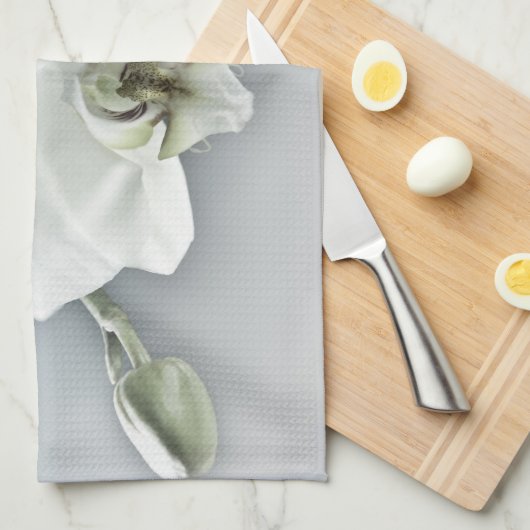 Witte faleonopsis orchidee theedoek (Quarter Fold)