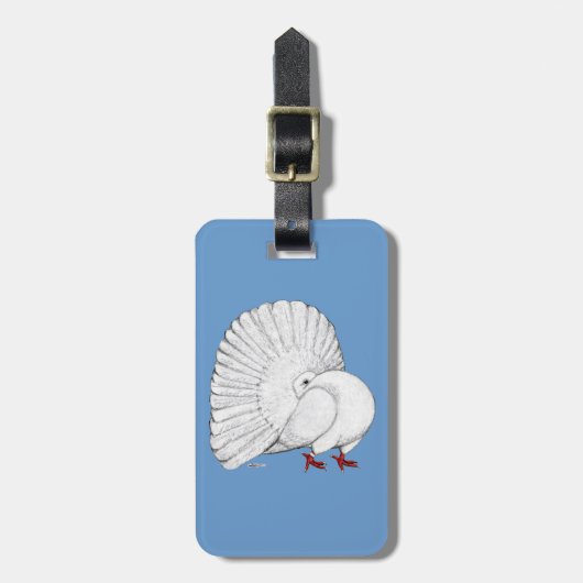 Witte Fantailduif Bagagelabel (Voorkant verticaal)