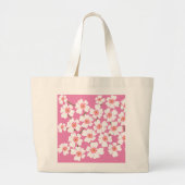 Witte Fantasie Bloemen Patroon Roze Grote Tote Bag (Voorkant)