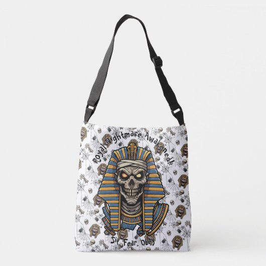 🤍 Witte farao mummie boodschappentas 👑🎃 Crossbody Tas (Achterkant)