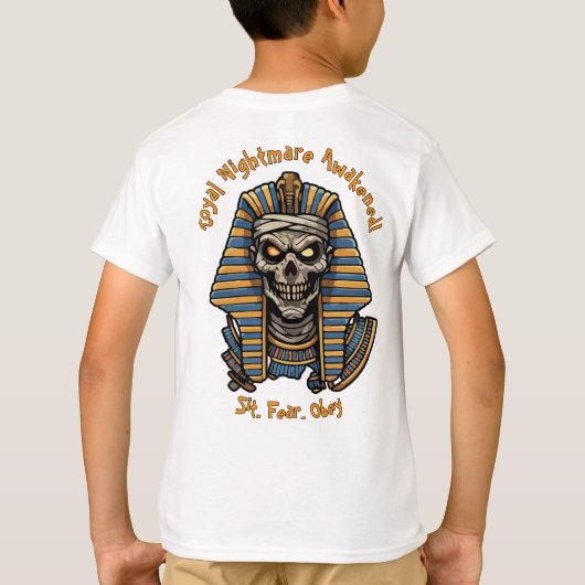 🤍 Witte Farao Mummy Halloween T-shirt 🎃👑 (Achterkant)