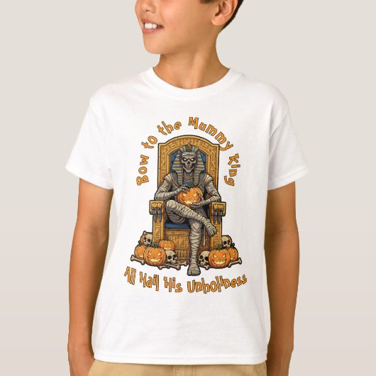 🤍 Witte Farao Mummy Halloween T-shirt 🎃👑 (Voorkant)