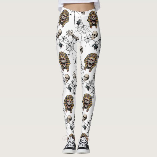 🤍 Witte Farao Mummy Halloween T-shirt 🎃👑 Leggings (Voorkant)