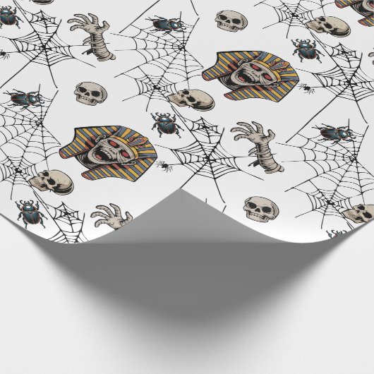 🤍 Witte Farao Mummy Wrapping Paper 🎃👑 Cadeaupapier (Hoek)