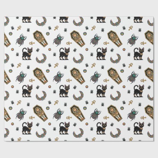 🤍 Witte Farao Mummy Wrapping Paper 🎃👑 Cadeaupapier (Vlak)