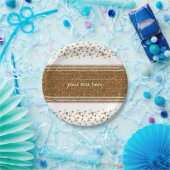 Witte Faux Geborsteld Goud Glitter Party Borden Papieren Bordje (Feest)