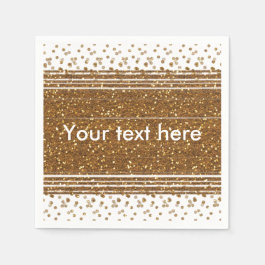 Witte Faux Geborsteld Goud Glitter Party Servetten (Voorkant)