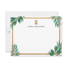 Witte Faux Gold Glitter Ananas Gepersonaliseerd