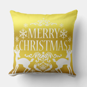 Witte Faux Gold Vrolijk Kerst Decoratief Kussen