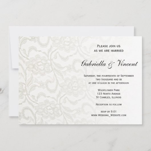 Witte Faux Lace bruiloft uitnodiging (Voorkant)