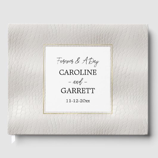 Witte Faux lederen bruiloft Gastenboek (Voorkant)