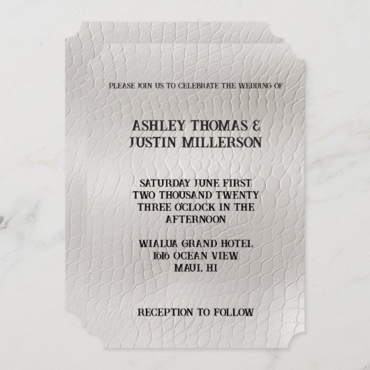 Witte Faux lederen bruiloft Kaart (Voorkant / Achterkant)