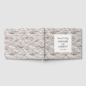 Witte Faux lederen Rozen bloemenbruiloft Gastenboek (Volledig)