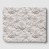 Witte Faux lederen Rozen bloemenbruiloft Gastenboek (Achterkant)