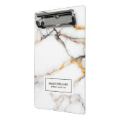 Witte faux marmer beige en grijze accenten mini klembord (Angled2)