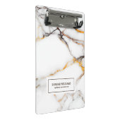 Witte faux marmer beige en grijze accenten mini klembord (Schuin)