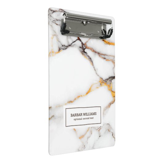 Witte faux marmer beige en grijze accenten mini klembord (Schuin)