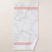 Witte faux marmer roze strepen badhanddoek set (Badhanddoek)