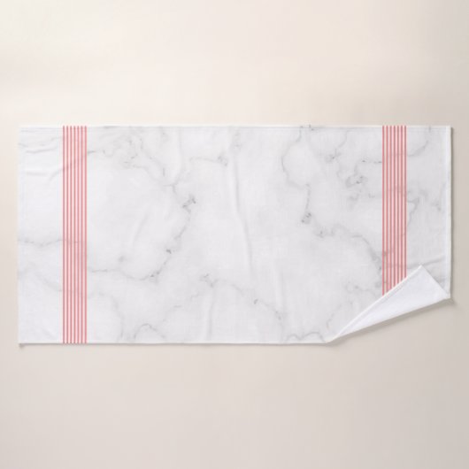 Witte faux marmer roze strepen badhanddoek set (Badhanddoek)