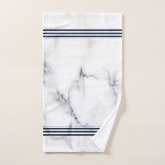 Witte faux marmer zwarte strepen badhanddoekset bad handdoek (Handdoek)