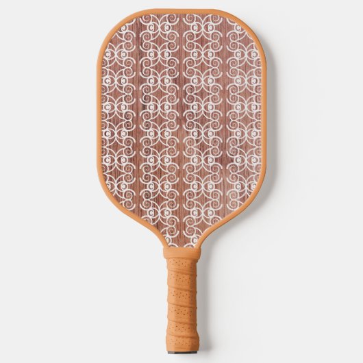 Witte Faux Wood Pickleball Paddle (Voorkant)