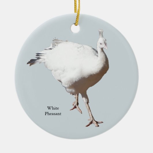 Witte Fazant versiering Keramisch Ornament (Voorkant)