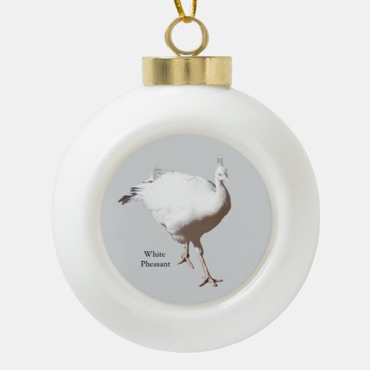 Witte Fazant versiering Keramische Bal Ornament (Voorkant)