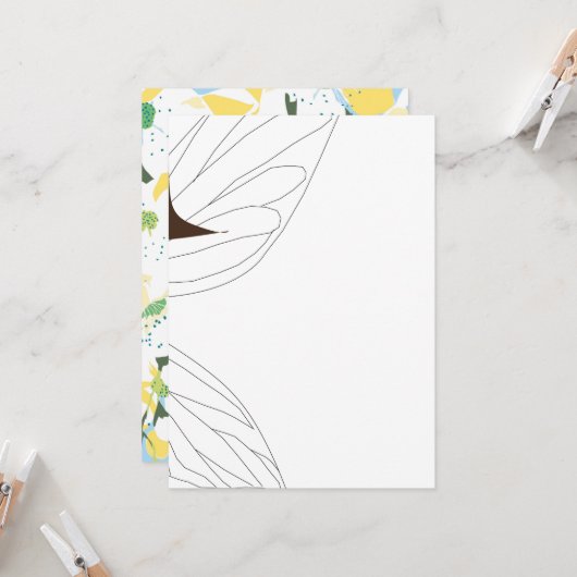 Witte fee in sprookje, vrijgezellenfeest, bloemen kaart (Voorkant / Achterkant in situ)