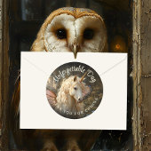 Witte Fee Roze Vlinder Vleugels Bos Eenhoorn Ronde Sticker