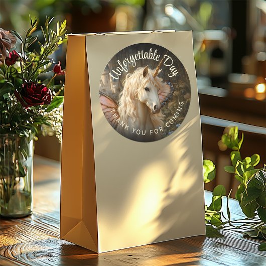 Witte Fee Roze Vlinder Vleugels Bos Eenhoorn Ronde Sticker