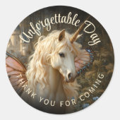 Witte Fee Roze Vlinder Vleugels Bos Eenhoorn Ronde Sticker (Voorkant)