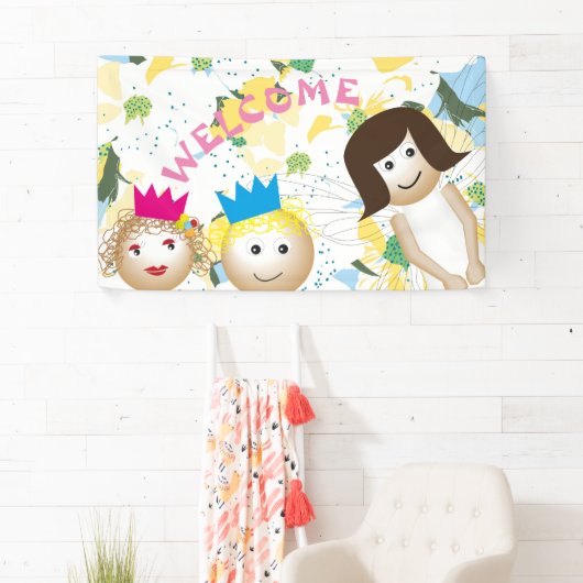 witte fee, sprookje, bloem botanisch spandoek (Insitu)