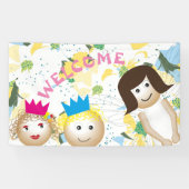 Witte fee, sprookje, bloemige botanische bloem spandoek (Horizontaal)