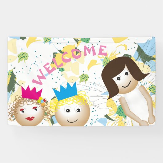 Witte fee, sprookje, bloemige botanische bloem spandoek (Horizontaal)