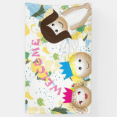 Witte fee, sprookje, bloemige botanische bloem spandoek (Verticaal)