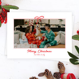 Witte Feestelijke Rode Boog Kerstvakantie Foto Feestdagenkaart