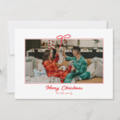 Witte Feestelijke Rode Boog Kerstvakantie Foto Feestdagenkaart (Voorkant)