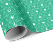 Witte feestelijke sterren cadeaupapier (Rol Hoek)