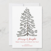 Witte feestelijke vrolijke kerstboom feestdagenkaart (Voorkant)
