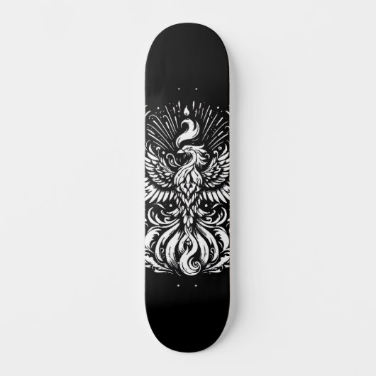 Witte Fenix op Zwarte Skate Deck (Voorkant)