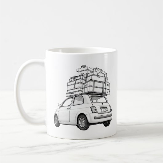 Witte Fiat Auto Koffiemok (Links)