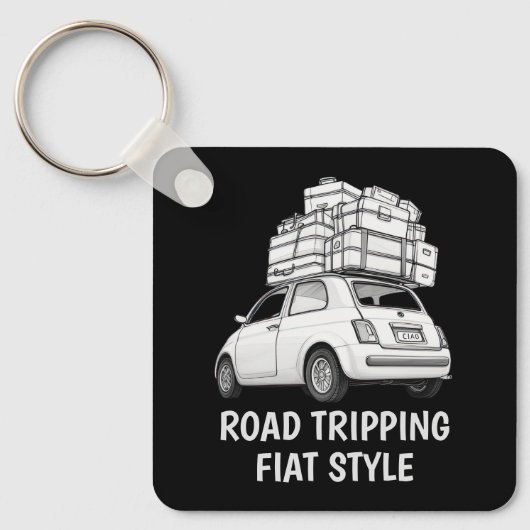 Witte Fiat Auto Sleutelhanger (Voorkant)