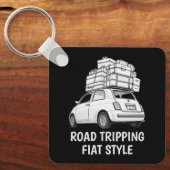 Witte Fiat Auto Sleutelhanger (Voorkant)