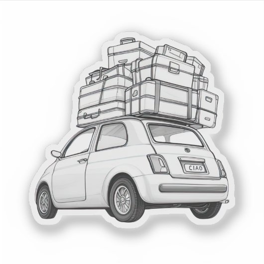 Witte Fiat Auto Sticker (Voorkant)