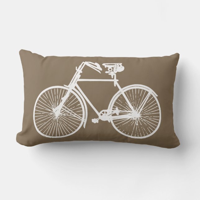 witte fiets bicycle Worp kussen taupe bruin (Voorkant)