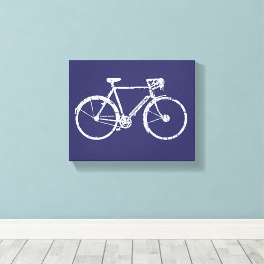 Witte fiets blauwe decormuur idee canvas afdruk (Insitu (Houten vloer))