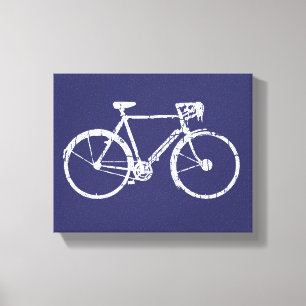 Witte fiets blauwe decormuur idee canvas afdruk