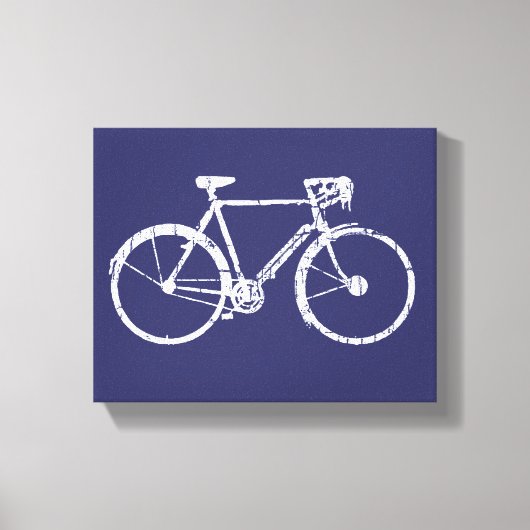 Witte fiets blauwe decormuur idee canvas afdruk (Voorkant)