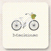 Witte Fiets Bloemmand Locatie Mackinac Bier Onderzetter (Voorkant)