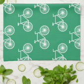 Witte Fiets, Fietspatroon; Kelly Green Theedoek (Gevouwen)